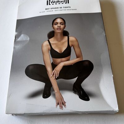 WOLFORD 18420 MAT OPAQUE 80 TIGHTS BLACK SIZE LARGE NWT